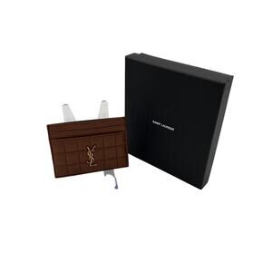 SLCH01: Saint Laurent Quilted Leather Cardholder – Brown (Brand New)